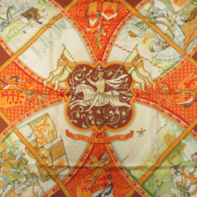HERMES エルメス スカーフ カレ90 La vie a cheval HERMES エルメス カレ90 La vie a chevaL スカーフ シルク