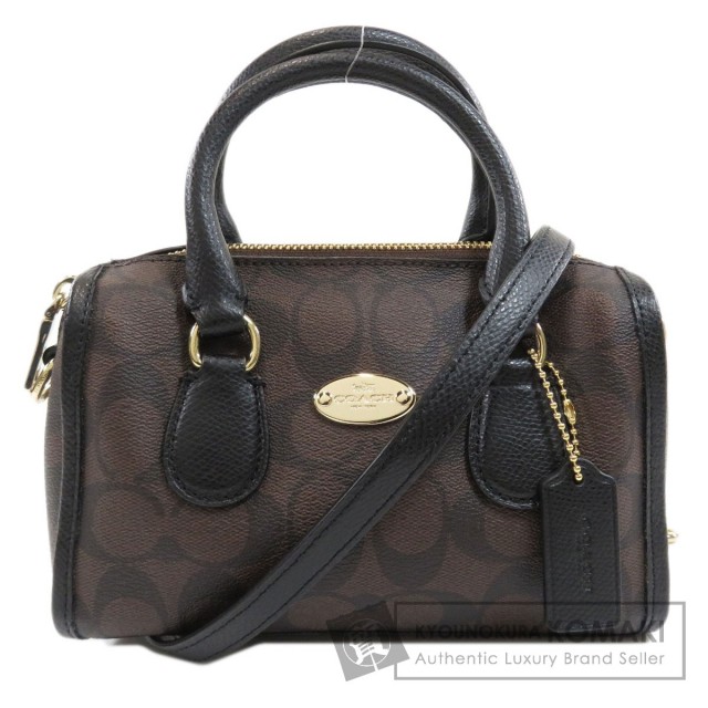 COACH 蝶の装飾 ブラックハンドバッグ COACH コーチ F35232 シグネチャー 2WAY ハンドバッグ PVC