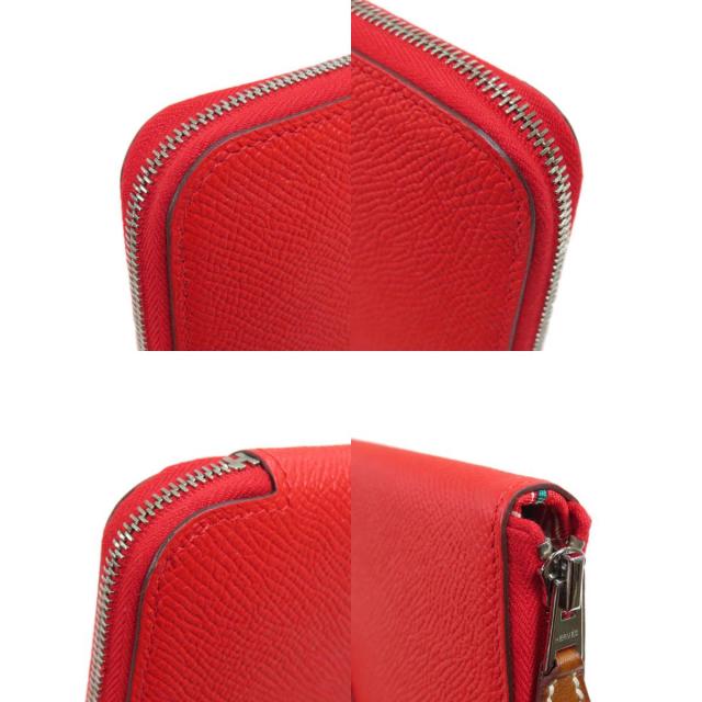 HERMES エルメス アザップシルクイン レッド シルバー金具 長財布 