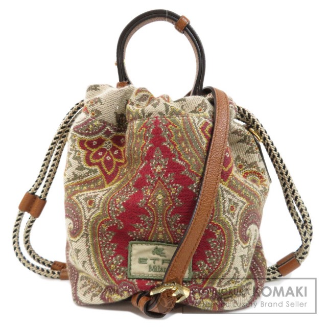 ETRO エトロ 巾着バッグ ペイズリー柄 2WAY ハンドバッグ キャンバス  