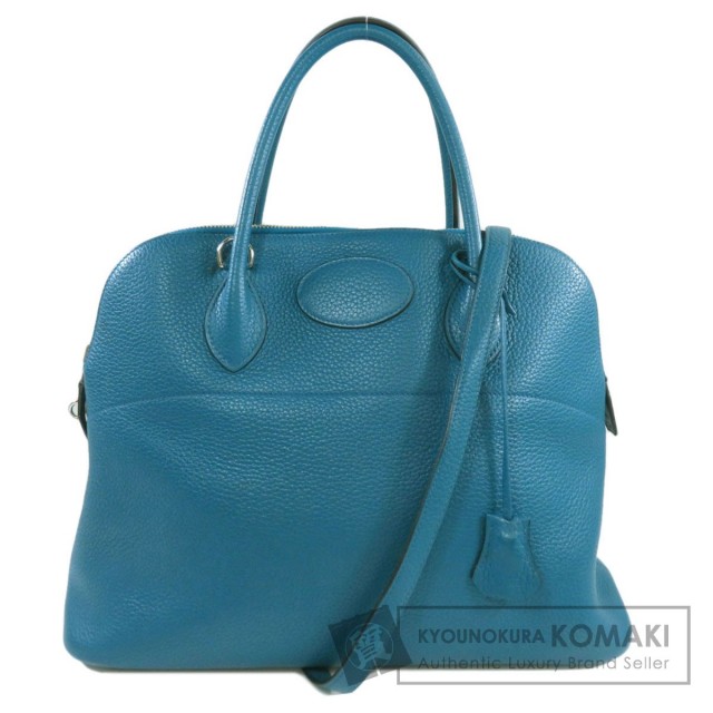 HERMES エルメス ボリード35 ブルー シルバー金具 2WAY ハンドバッグ 