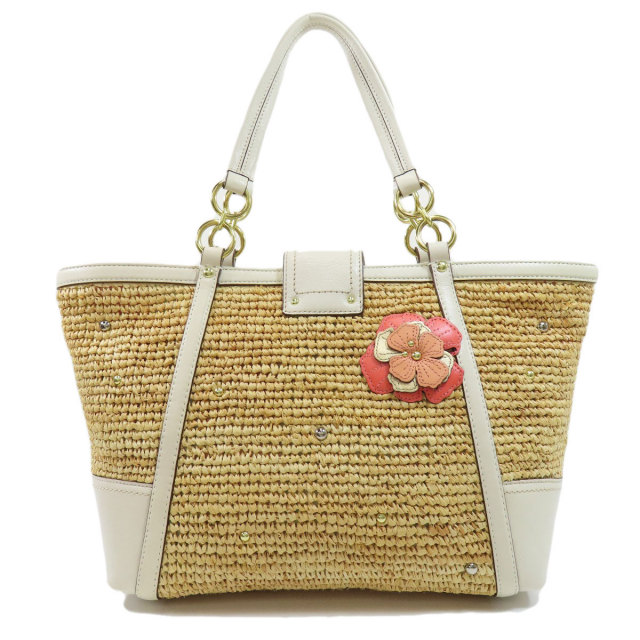 COACH コーチ 19347 かごバッグ フラワー トートバッグ ストロー  