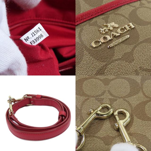 【極美品】コーチ トートバッグ シグネチャー 2WAY 茶 F33998 COACH コーチ F33998 シグネチャー トートバッグ PVC/レザー