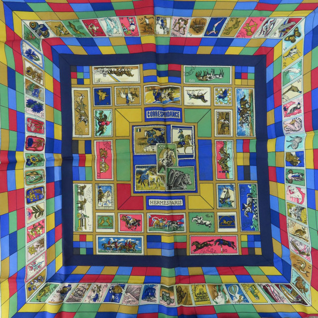 HERMES エルメス カレ90 CORRESPONDANCE スカーフ シルク レディース 