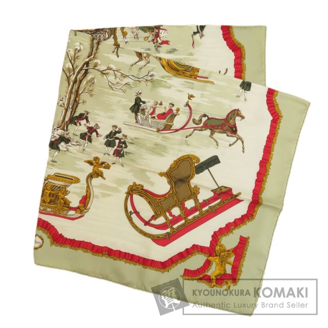 HERMES エルメス カレ90 Traineaux et glifsades ソリとスケート 馬  