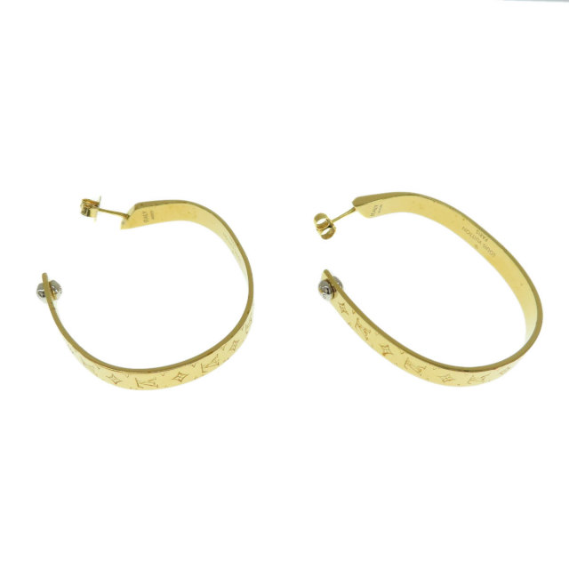 ルイヴィトン LOUIS VUITTON ピアス M00220 茶色く フープイヤリング  