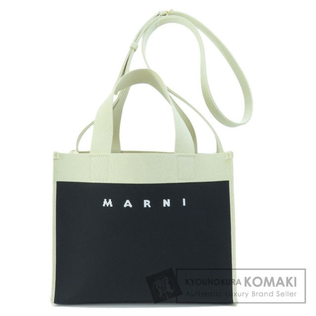 MARNI ：ロゴ 2way ハンドバッグ MARNI マルニ ロゴ 2WAY ハンドバッグ キャンバス レディース