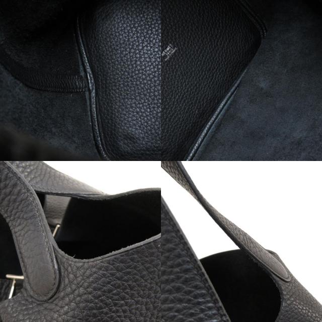 HERMES 人気 ピコタンMMサイズ ブラック/シルバー HERMES エルメス ピコタンMM 黒 ブラック シルバー金具
