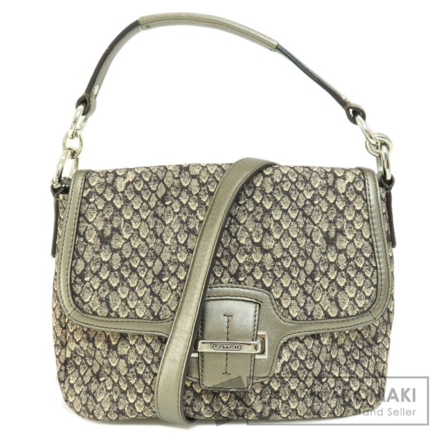 COACH コーチ F26036 パイソン柄 2WAY ハンドバッグ ナイロン素材