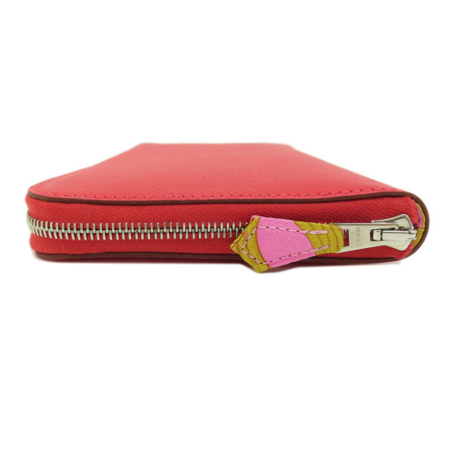 HERMES エルメス アザップシルクイン レッド シルバー金具 長財布 