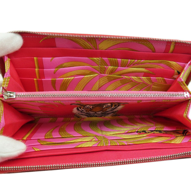HERMES エルメス アザップシルクイン レッド シルバー金具 長財布 