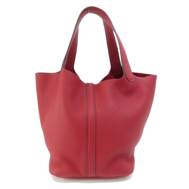 HERMES エルメス ピコタンロックMM レッド シルバー金具 ハンドバッグ  