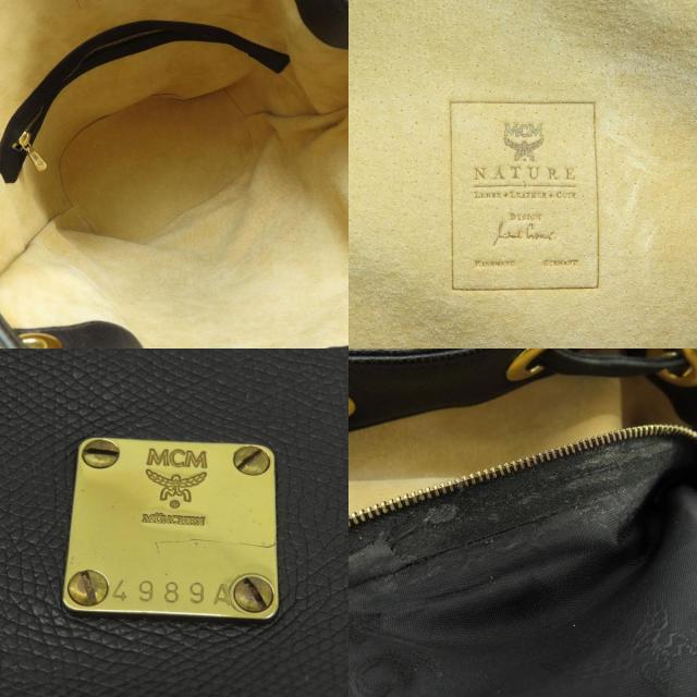 MCM 本革 レザー モノグラム 巾着 ショルダーバッグ ブラウン