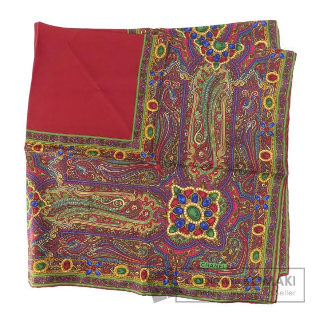CHANEL シャネル ペイズリー柄 スカーフ シルク レディース 