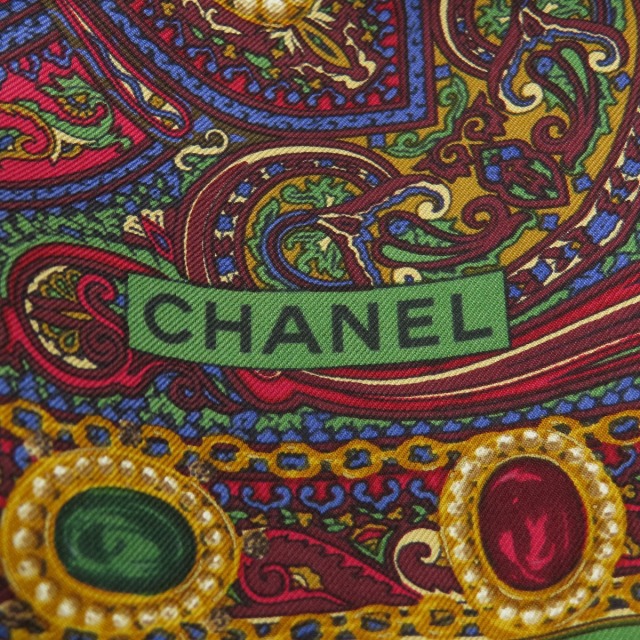 CHANEL シャネル ペイズリー柄 スカーフ シルク レディース 