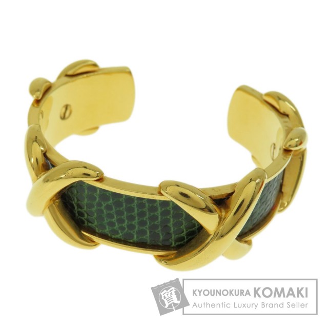 HERMES エルメス リザード クロスモチーフ バングル 金属製