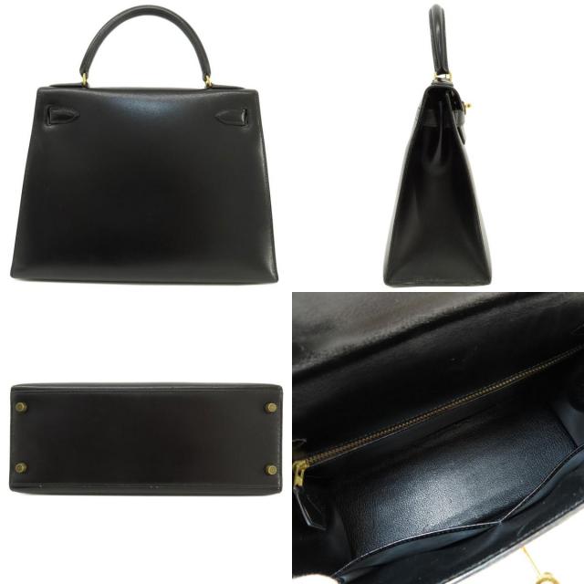 HERMES エルメス ケリー28 外縫い 黒 ブラック ゴールド金具
