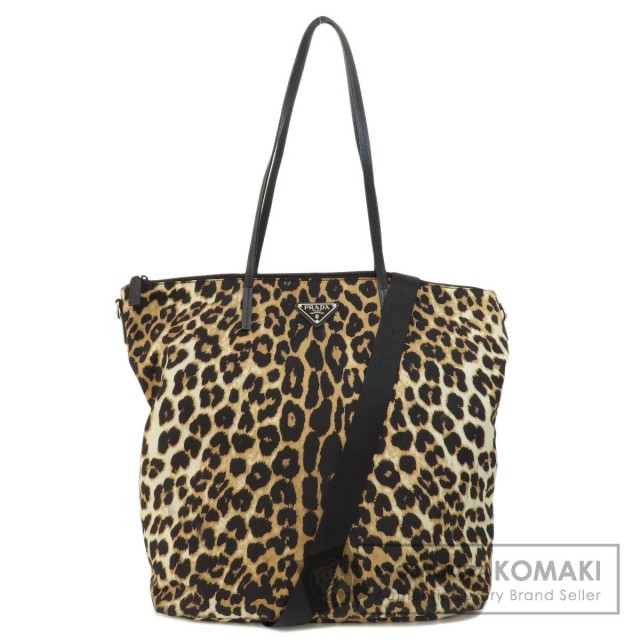 PRADA プラダ 1BG189 レオパード柄 2WAY トートバッグ ナイロン素材 