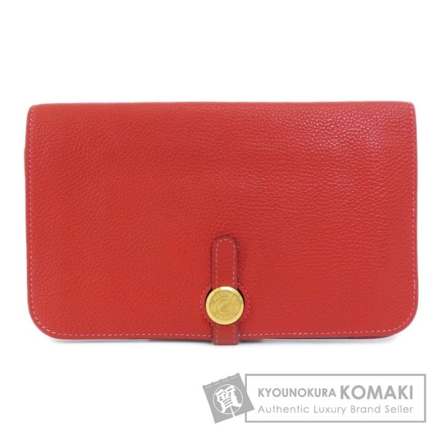 HERMES エルメス ドゴンGM レッド ゴールド金具 長財布（小銭入れあり  