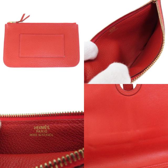 HERMES エルメス ドゴンGM レッド ゴールド金具 長財布（小銭入れあり 