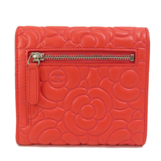 CHANEL シャネル カメリア エンボス 二つ折り財布（小銭入れあり  