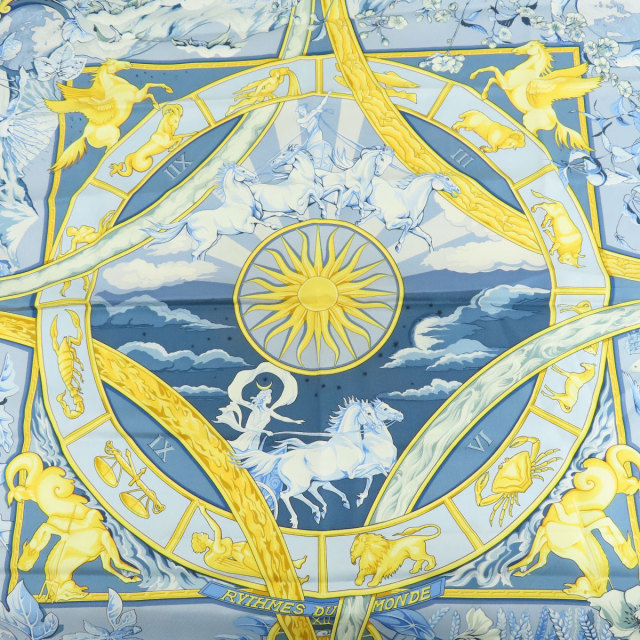 HERMES エルメス カレ90 世界のリズム スカーフ シルク レディース 