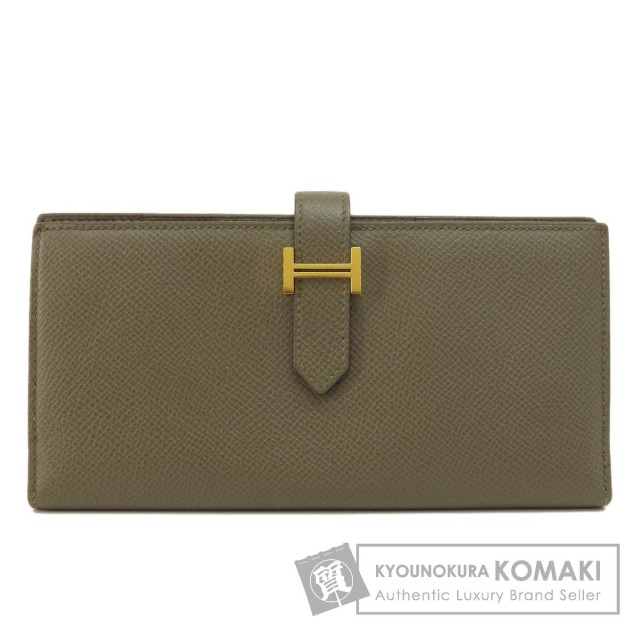 HERMES エルメス ベアンスフレ ブラウン ゴールド金具 長財布（小銭  