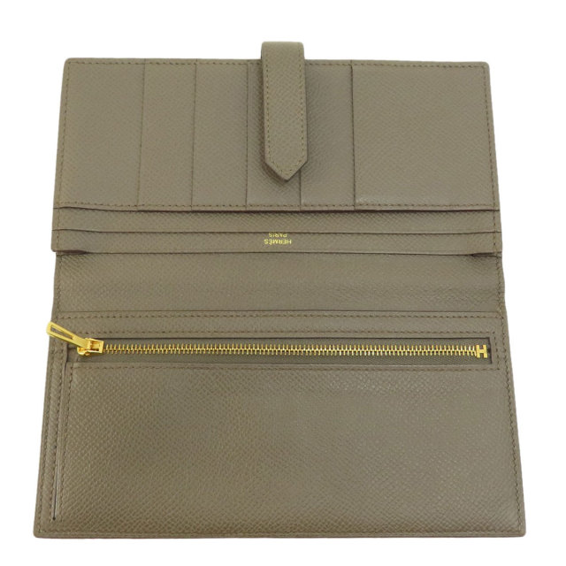 HERMES エルメス ベアンスフレ ブラウン ゴールド金具 長財布（小銭 