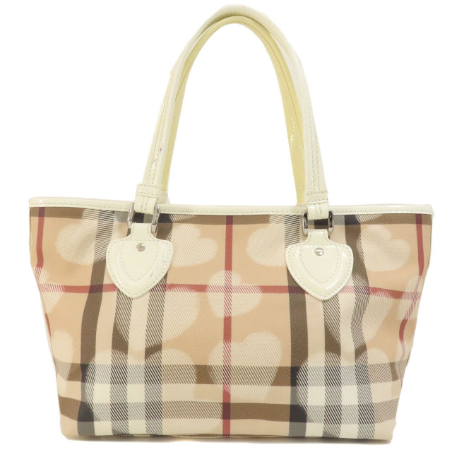 BURBERRY バーバリー ノバチェック ハートモチーフ トートバッグ PVC 