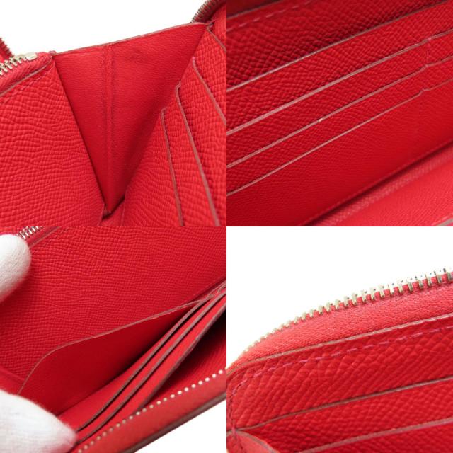 HERMES エルメス アザップロング レッド シルバー金具 長財布（小銭  