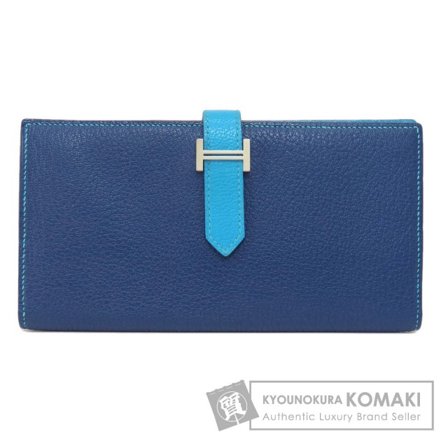 HERMES エルメス ベアンスフレ ブルー シルバー金具 長財布（小銭入れ  