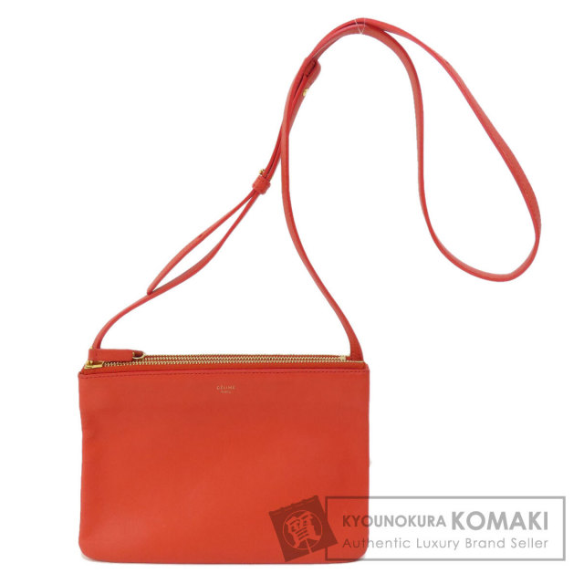 CELINE セリーヌ Trio トリオ レザー ショルダーバッグ赤