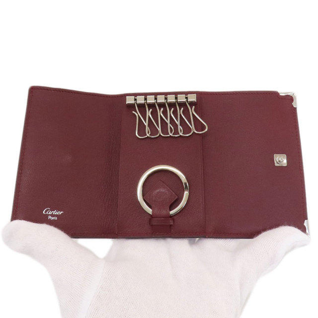 Cartier】マストライン 6連 キーケース もたつき レザー ボルドー  