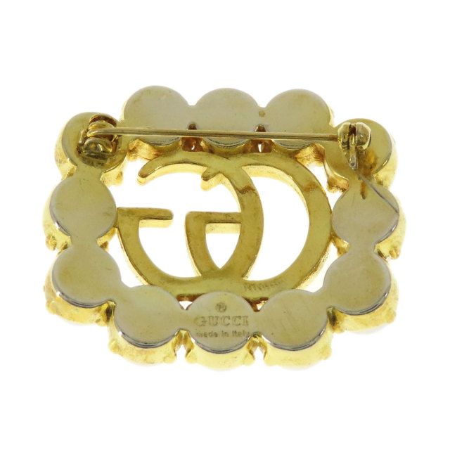 GUCCI グッチ GG フェイクパール ブローチ 金属製 レディース