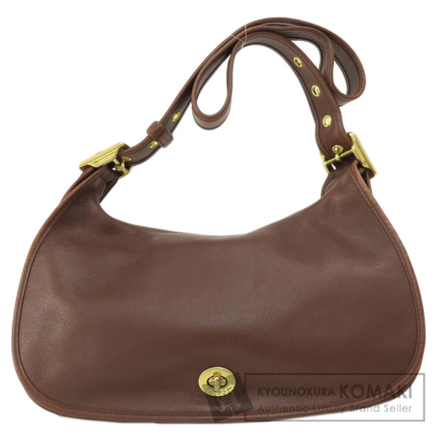 極美品】コーチ 9338 ターンロック ショルダーバッグ レザー 肩掛け 茶