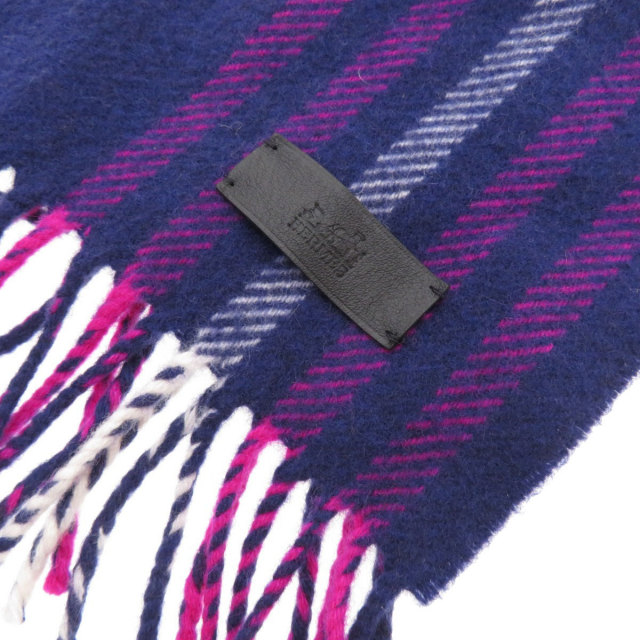 HERMES エルメス チェック柄 マフラー カシミヤ レディース 