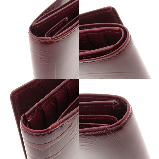 カルティエ CARTIER 三つ折り財布 レザー うとい バーガンディ 