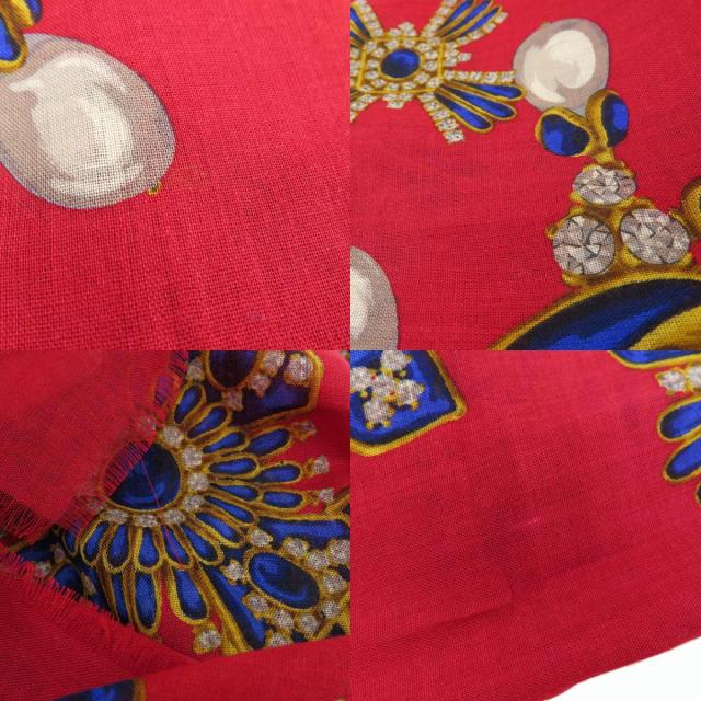 良品 シャネル スカーフ ジュエリー柄 赤 CHANEL シャネルスカーフジュエリーモチーフ赤