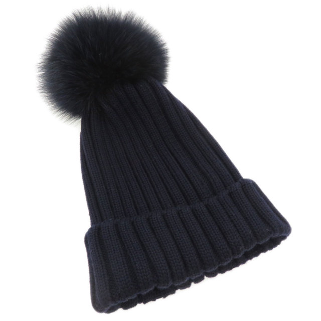 MONCLER モンクレール ニット帽 帽子 ウール/フォックスファー レディース