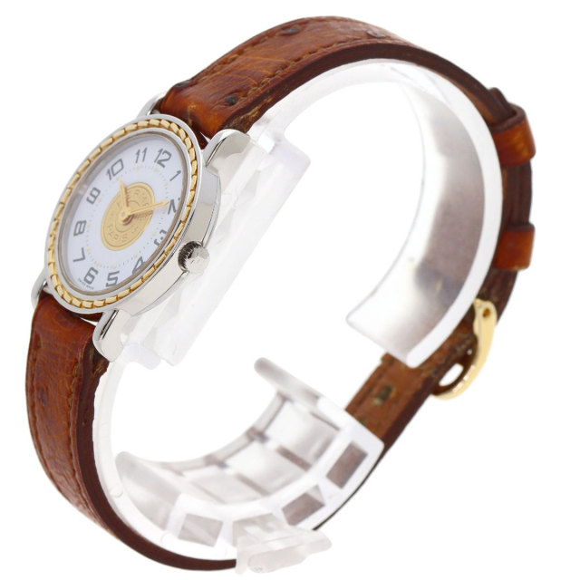 HERMES エルメス セリエ 腕時計 OH済 ステンレススチール/革 レディース 