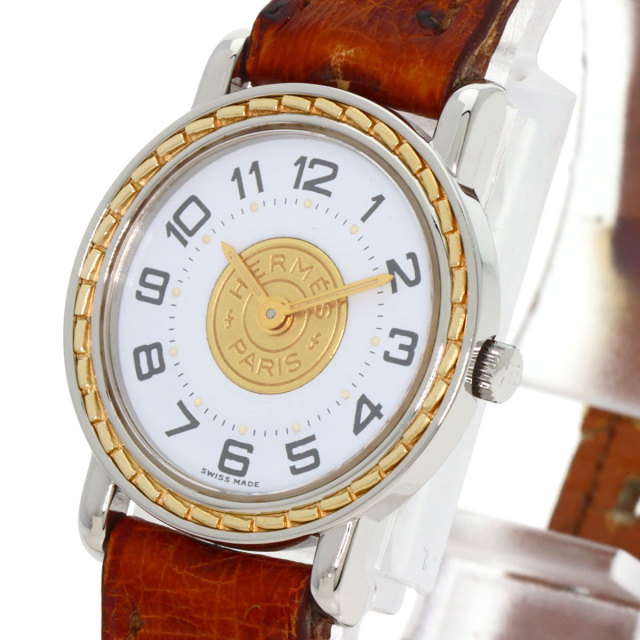 HERMES エルメス セリエ 腕時計 OH済 ステンレススチール/革  