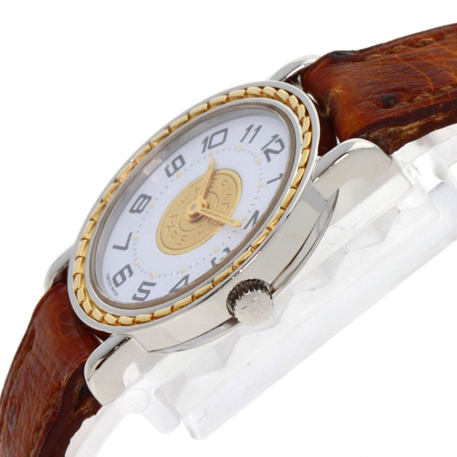 HERMES エルメス セリエ 腕時計 OH済 ステンレススチール/革  