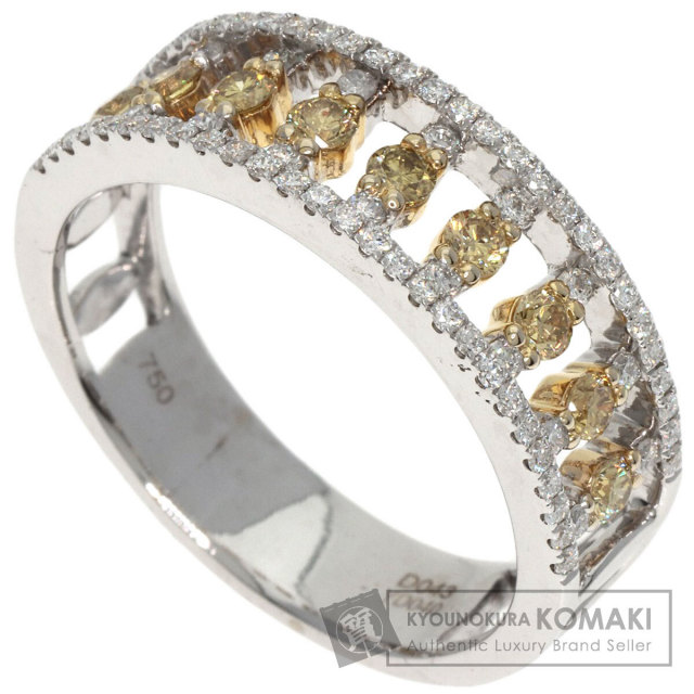 0.4ct イエローダイヤモンド メレダイヤ リング・指輪 K18ホワイト  