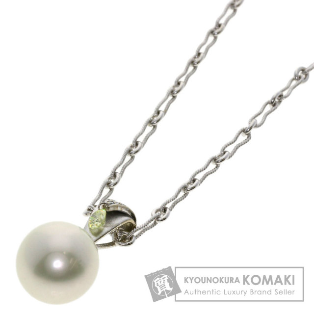 白蝶パール 真珠 ダイヤモンド ネックレス K18ホワイトゴールド 16.3g  