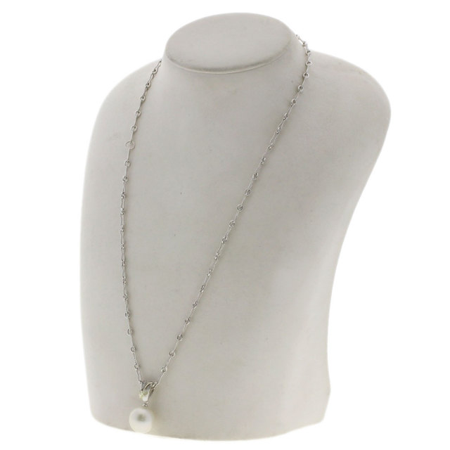 白蝶パール 真珠 ダイヤモンド ネックレス K18ホワイトゴールド 16.3g  