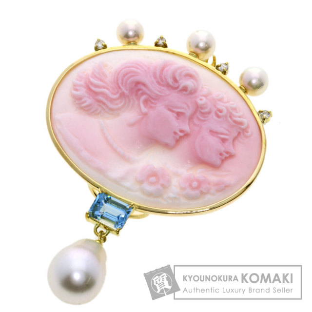 ち*♡様 ★大幅値下げ大粒16.98ctアメトリンパールダイヤブローチペンダント ブローチ／ペンダント】カメオダイヤ ペンダントトップk18 0.08ct