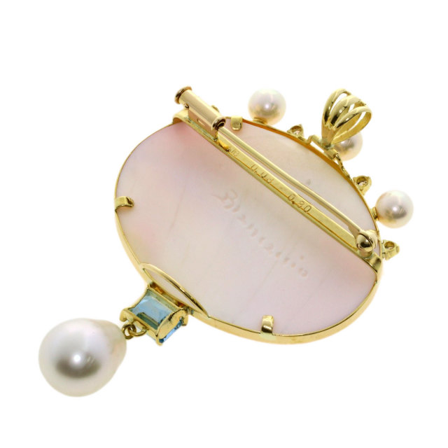 ブローチ／ペンダント】カメオダイヤ ペンダントトップk18 0.08ct