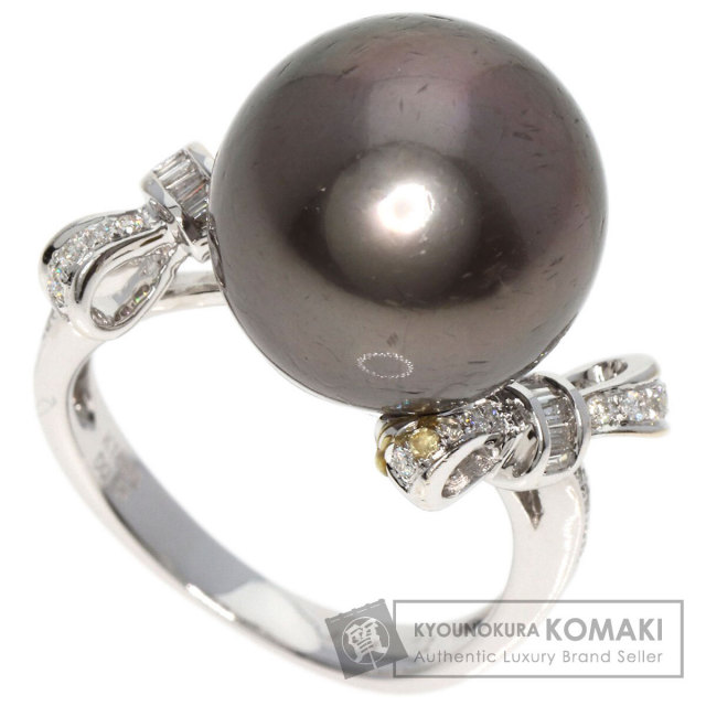 0.25ct ブラックパール 真珠 ダイヤモンド リング・指輪 K18ホワイト  