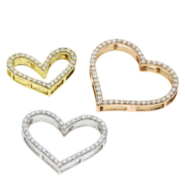 2ct ダイヤモンド ハート ネックレス K18イエローゴールド/K18PG/K18WG  