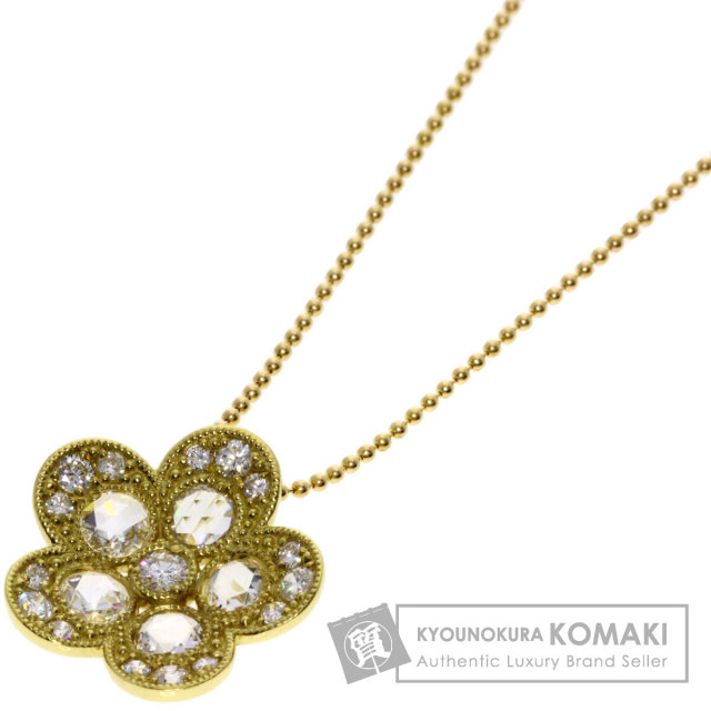 0.61ct フラワーモチーフ ダイヤモンド ネックレス K18イエロー  